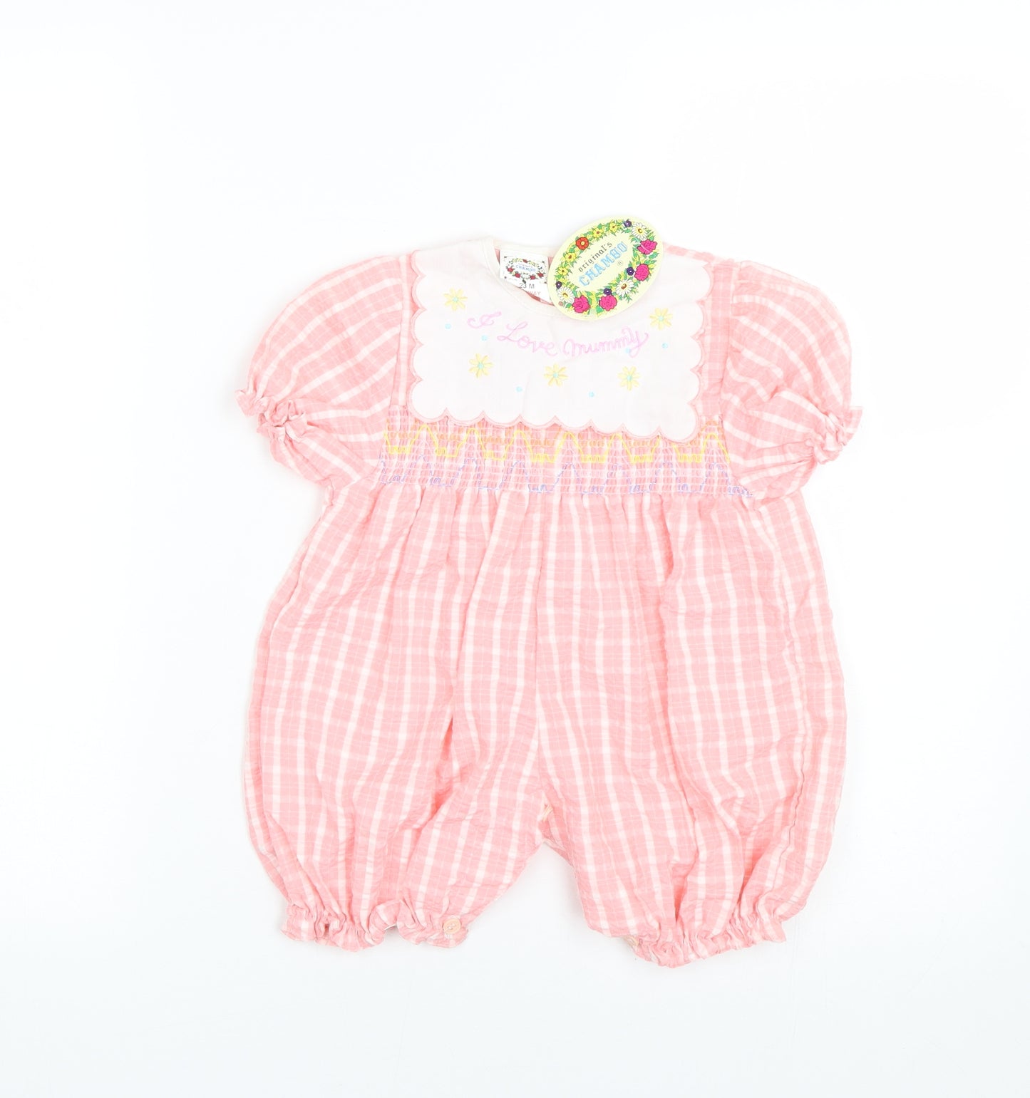 Chambo Girls Pink Check  Coverall One-Piece Size 24 Months