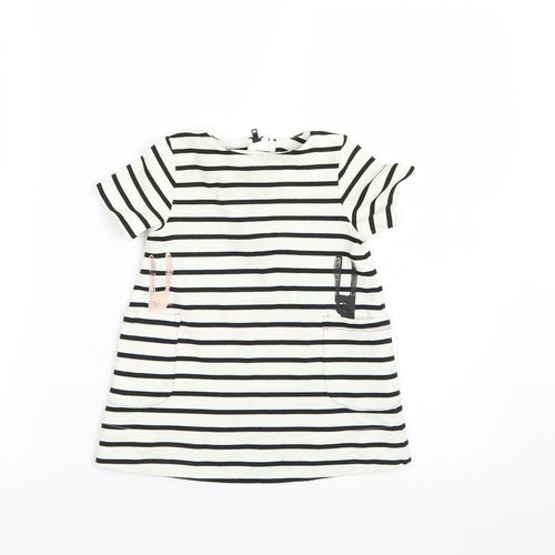 MYK Girls White Striped  T-Shirt Dress  Size 9-12 Months