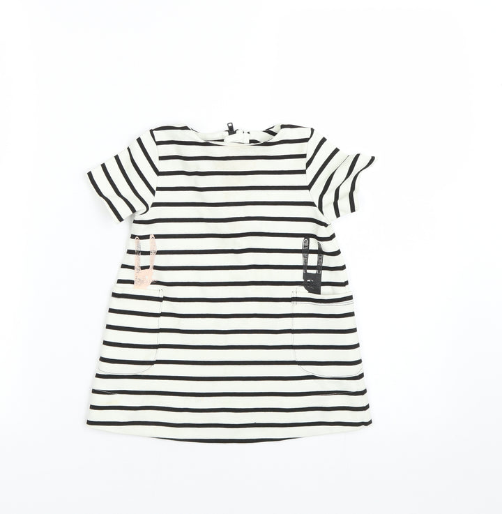 MYK Girls White Striped T-Shirt Dress Size 9-12 Months