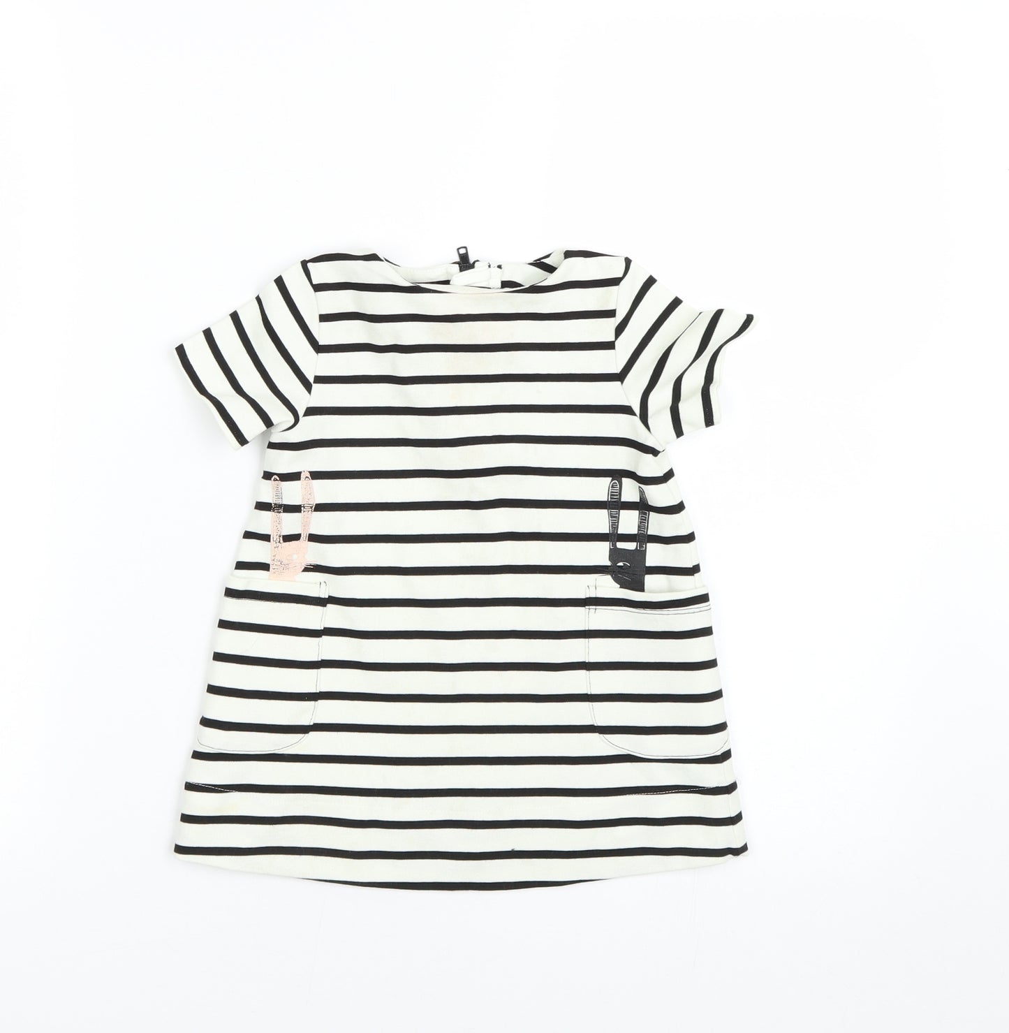 MYK Girls White Striped  T-Shirt Dress  Size 9-12 Months