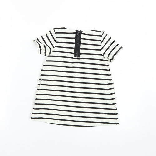 MYK Girls White Striped  T-Shirt Dress  Size 9-12 Months
