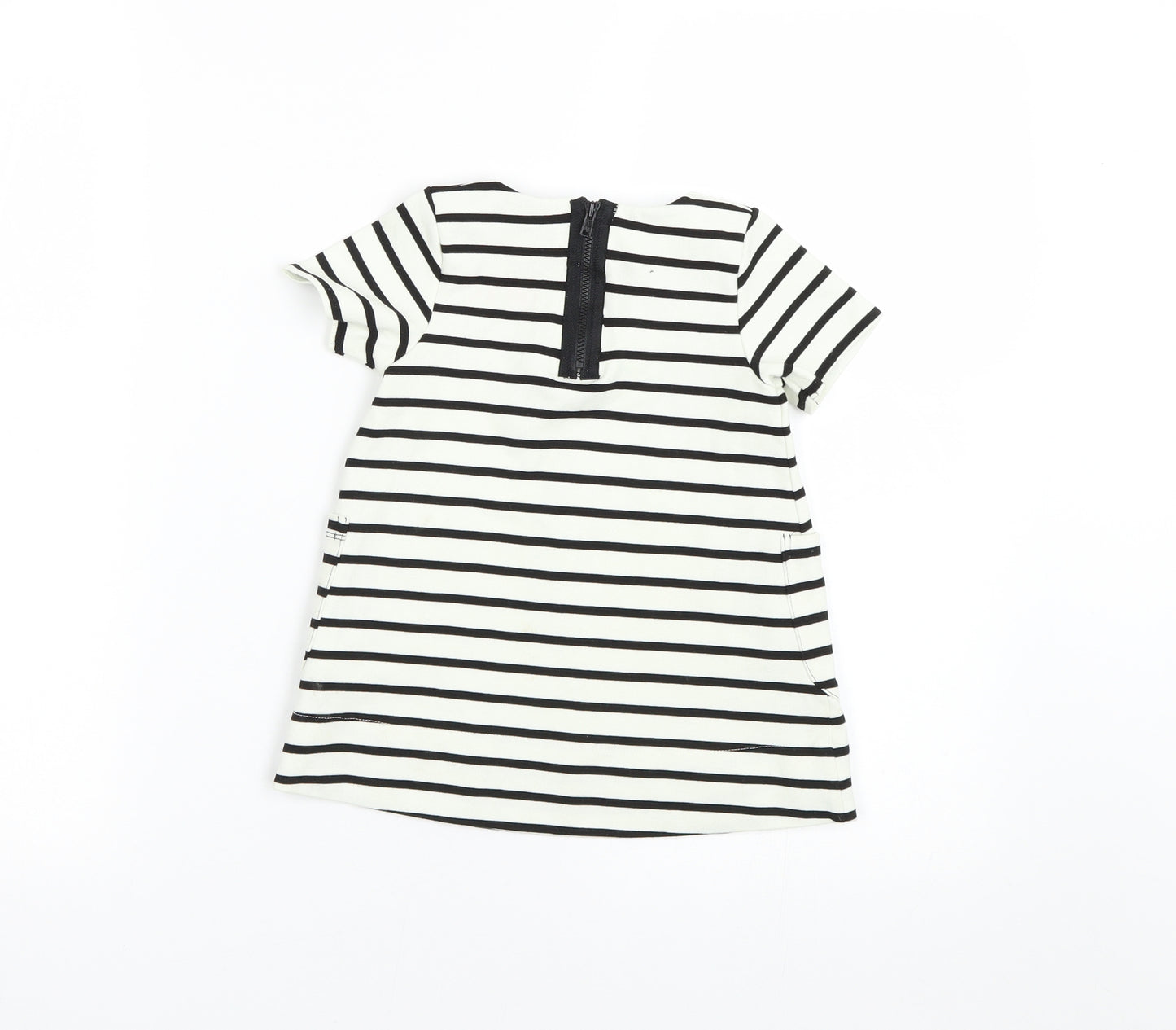 MYK Girls White Striped  T-Shirt Dress  Size 9-12 Months