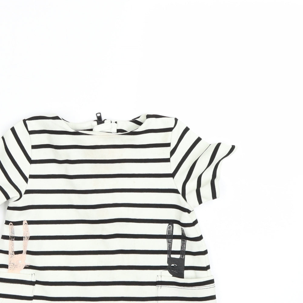 MYK Girls White Striped  T-Shirt Dress  Size 9-12 Months