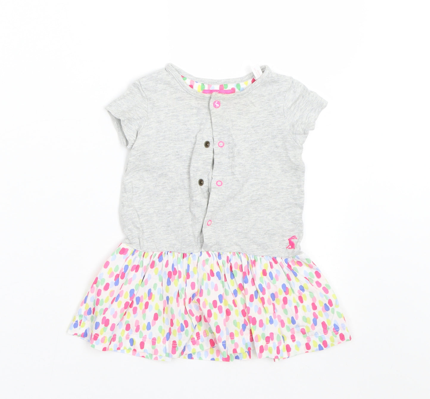 Joules Girls Grey Spotted  T-Shirt Dress  Size 6-9 Months