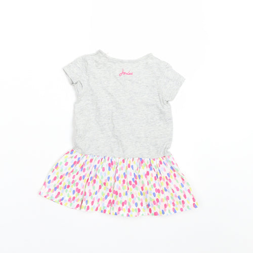 Joules Girls Grey Spotted  T-Shirt Dress  Size 6-9 Months