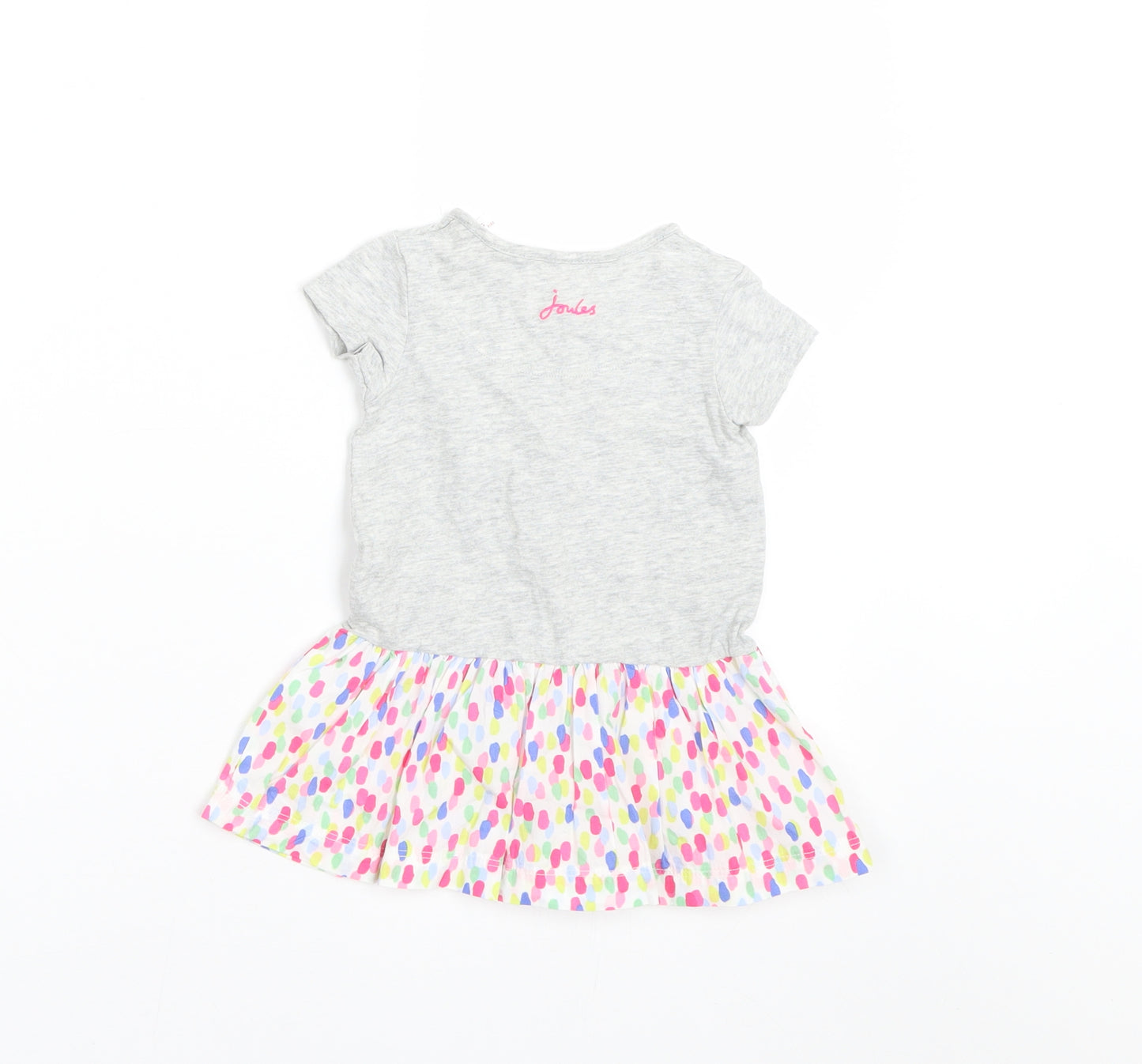 Joules Girls Grey Spotted  T-Shirt Dress  Size 6-9 Months