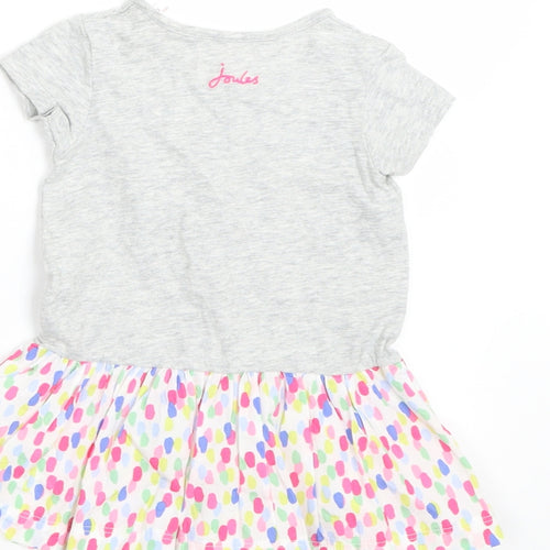 Joules Girls Grey Spotted  T-Shirt Dress  Size 6-9 Months