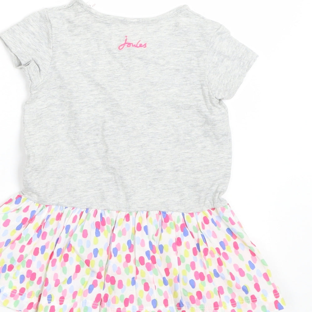 Joules Girls Grey Spotted  T-Shirt Dress  Size 6-9 Months