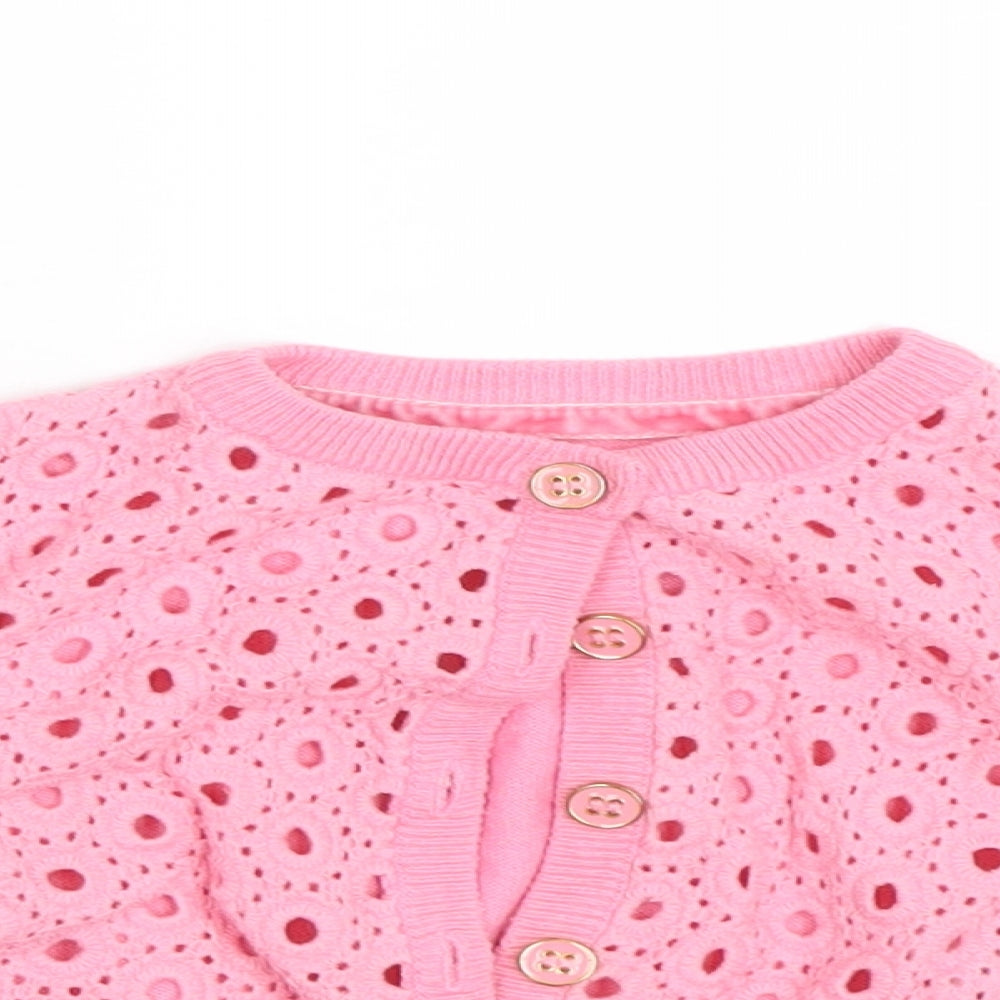 Mothercare Girls Pink Floral  Cardigan Jumper Size 6-9 Months
