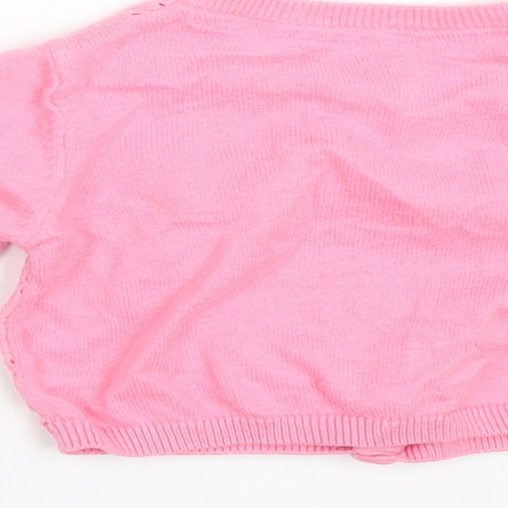 Mothercare Girls Pink Floral  Cardigan Jumper Size 6-9 Months