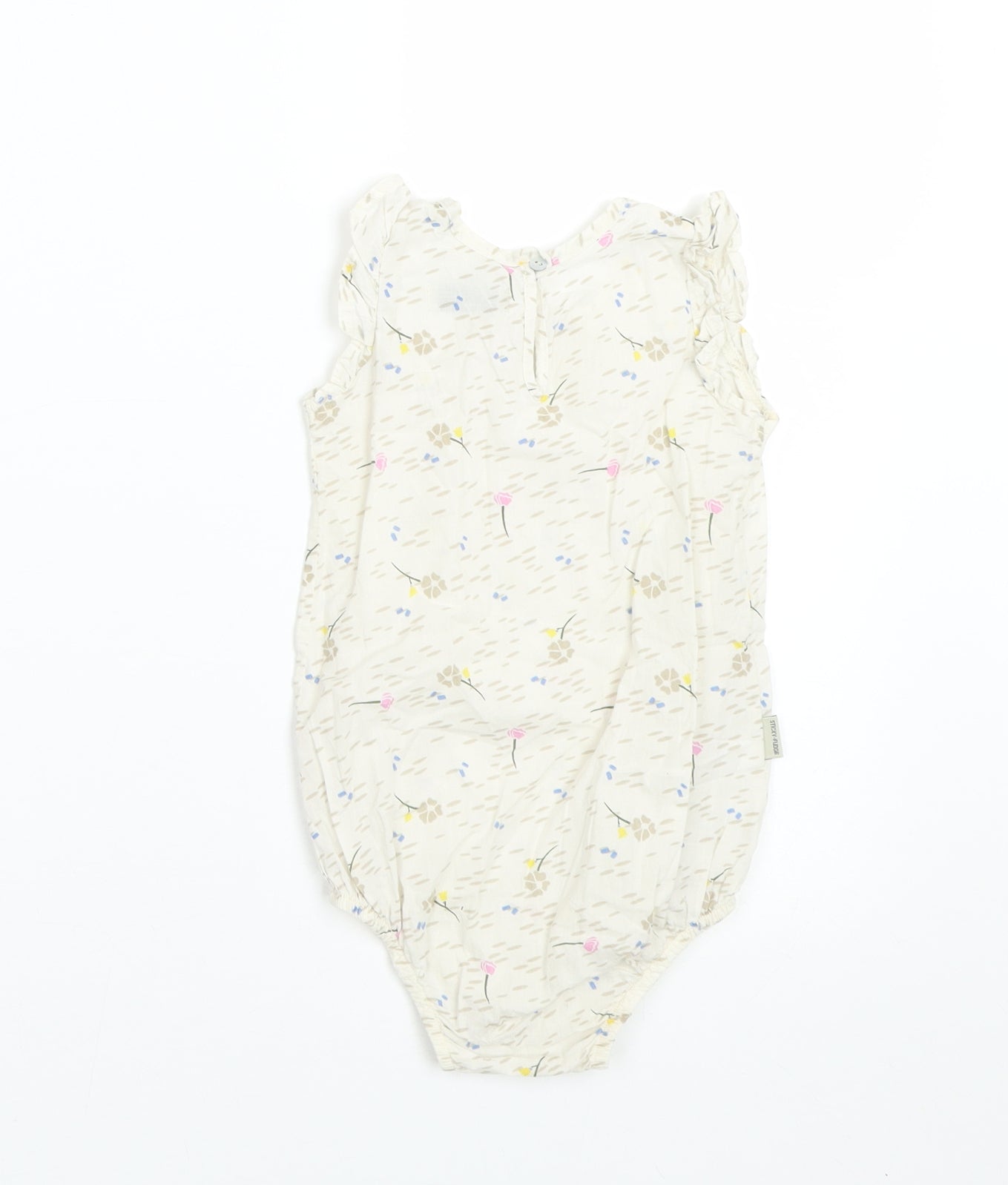Sticky Fudge Girls Beige Floral  Basic Tank Size 12-18 Months