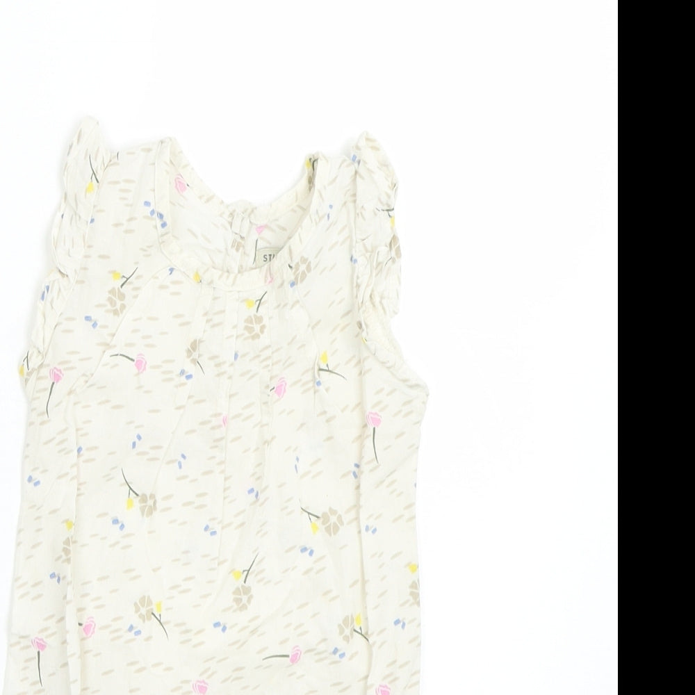 Sticky Fudge Girls Beige Floral  Basic Tank Size 12-18 Months
