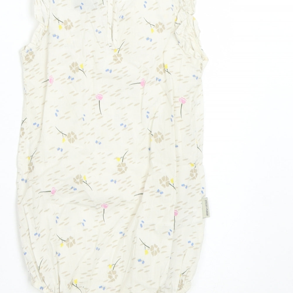 Sticky Fudge Girls Beige Floral  Basic Tank Size 12-18 Months
