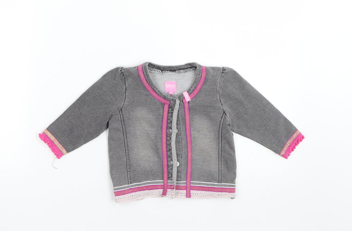 BeeBieLove Girls Grey Cardigan Jumper Size 6-9 Months
