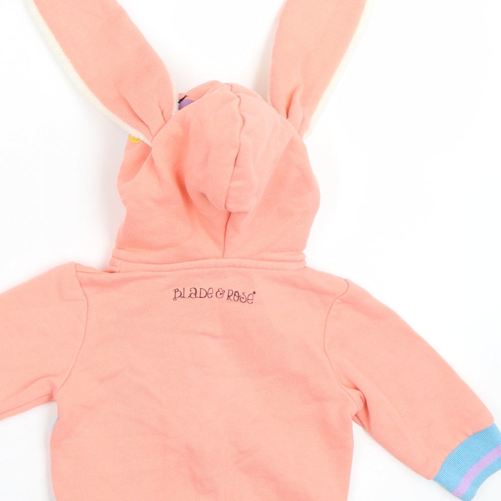 Blade&Rose Girls Pink   Full Zip Jumper Size 3-6 Months  - Easter Bunny