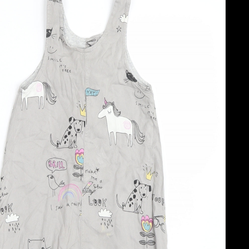 NEXT Girls Grey   Dungaree One-Piece Size 12-18 Months  - Animals