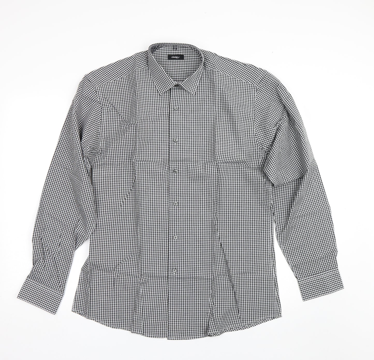Disley Mens Black Check   Dress Shirt Size 15.5