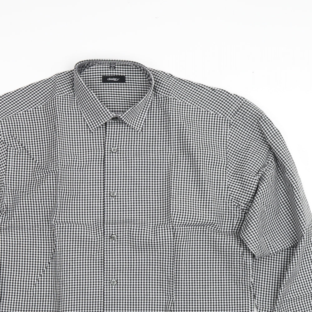 Disley Mens Black Check   Dress Shirt Size 15.5