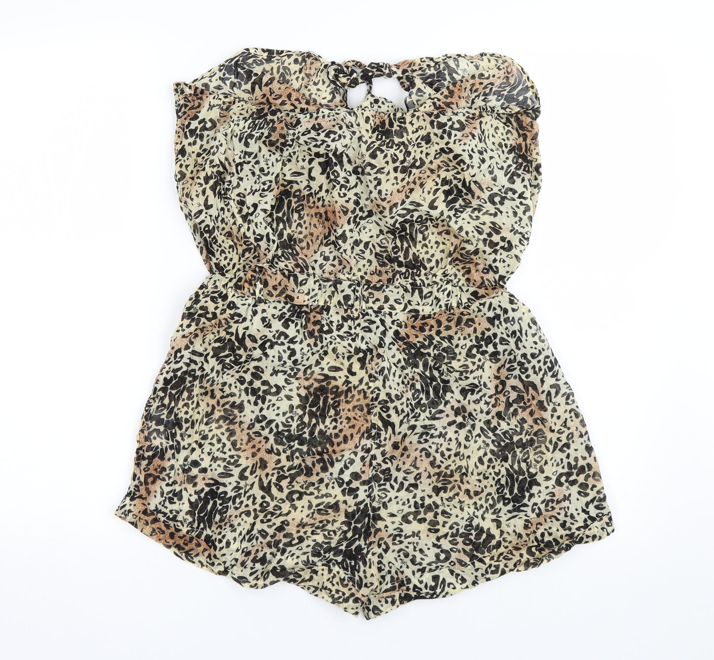 Lipsy Womens Brown Animal Print  Playsuit One-Piece Size 12