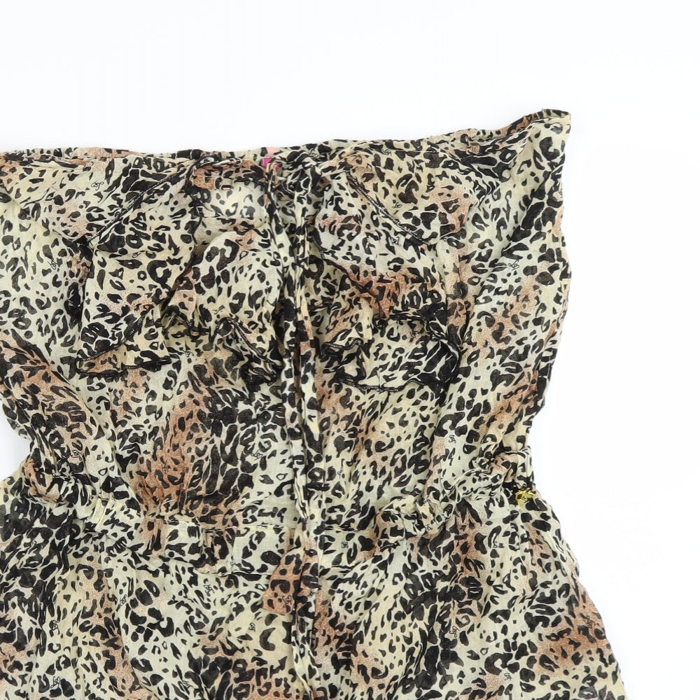 Lipsy Womens Brown Animal Print  Playsuit One-Piece Size 12