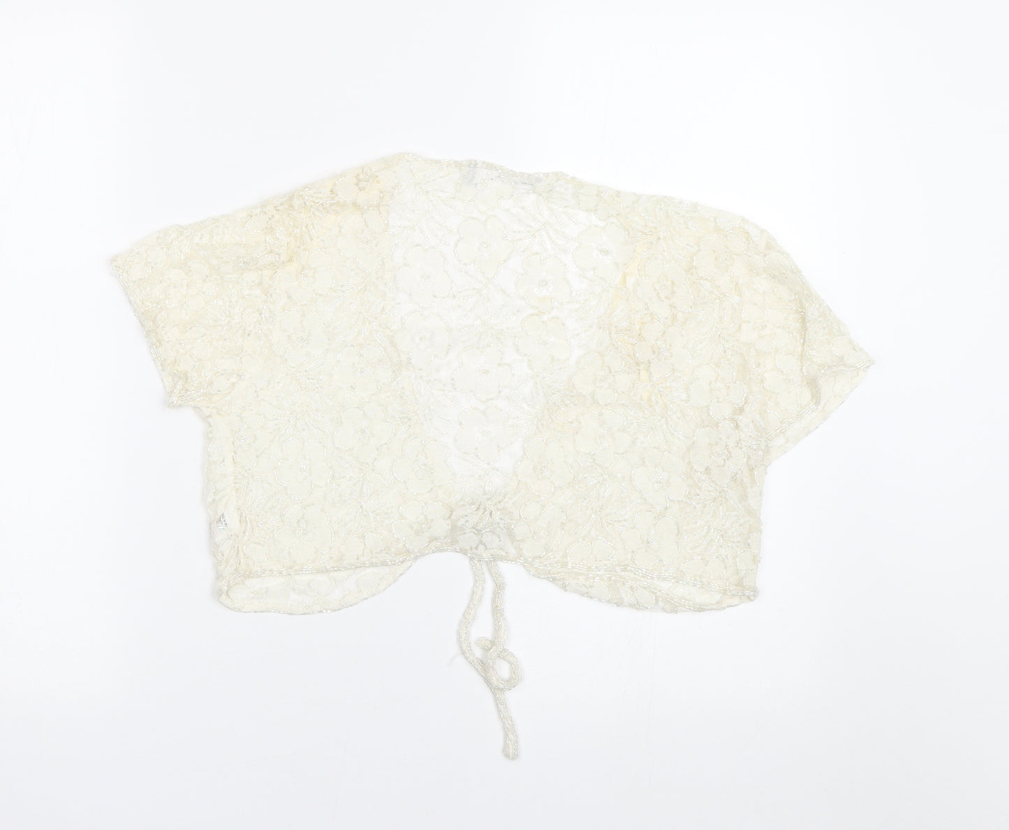 Preworn Womens White Floral  Cape Jumper Size 14