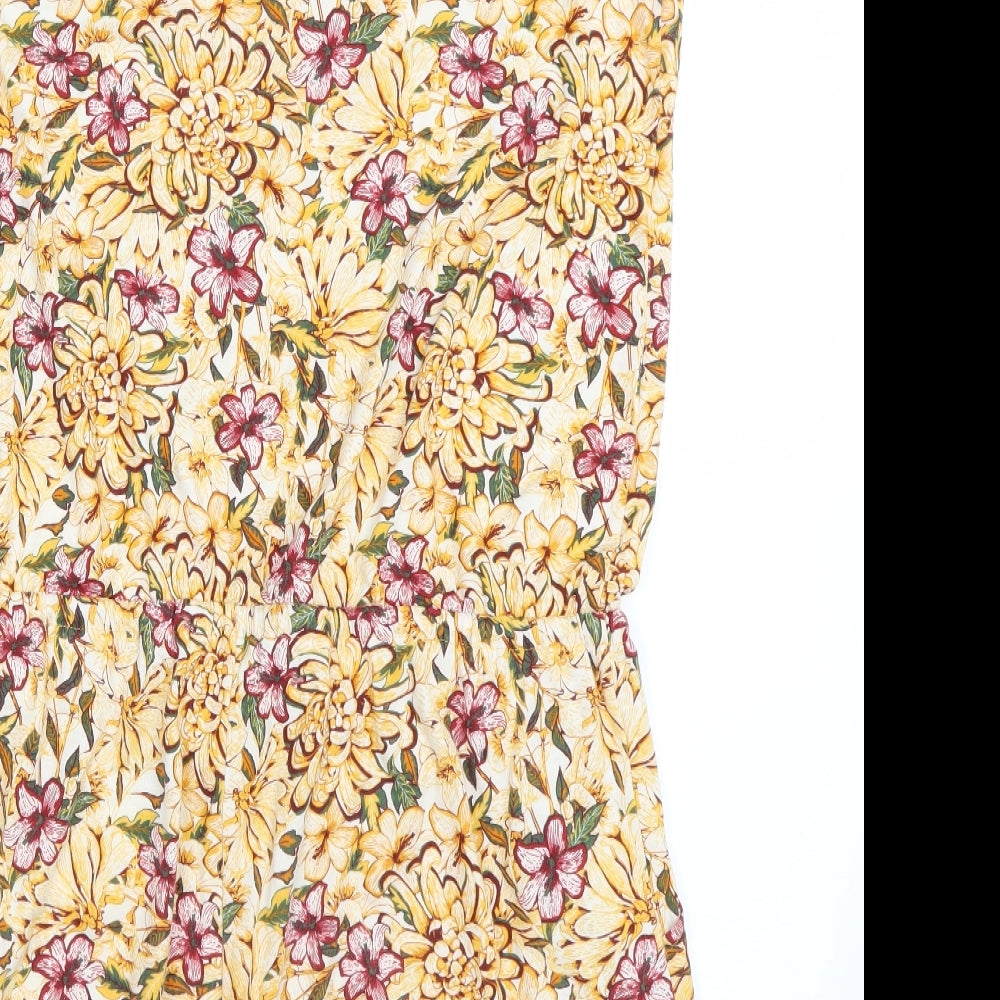 ESMARA Womens Yellow Floral  Playsuit One-Piece Size 18