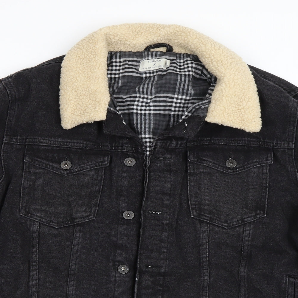 Topshop Mens Black  Denim Jacket  Size XL