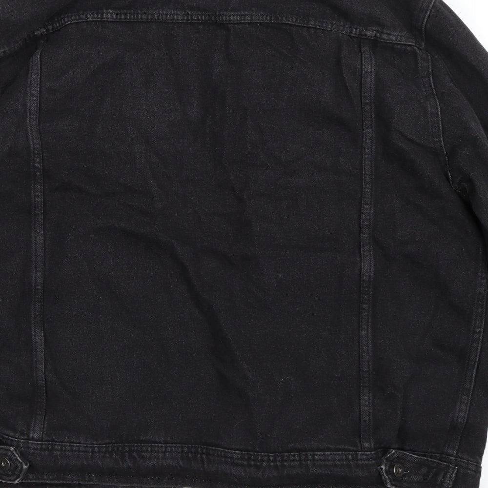 Topshop Mens Black  Denim Jacket  Size XL