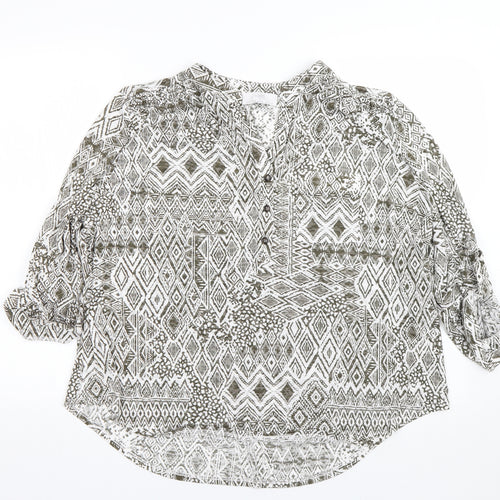 Wallis Womens White Argyle/Diamond  Basic T-Shirt Size L