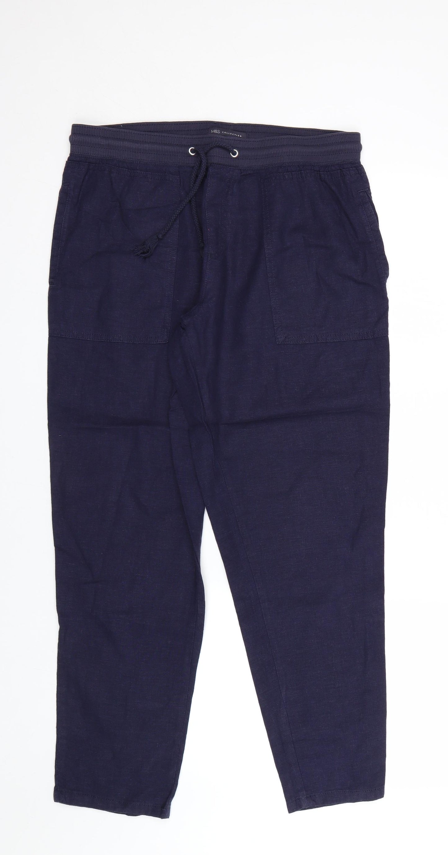 M&s Womens Blue   Trousers  Size 12 L26 in