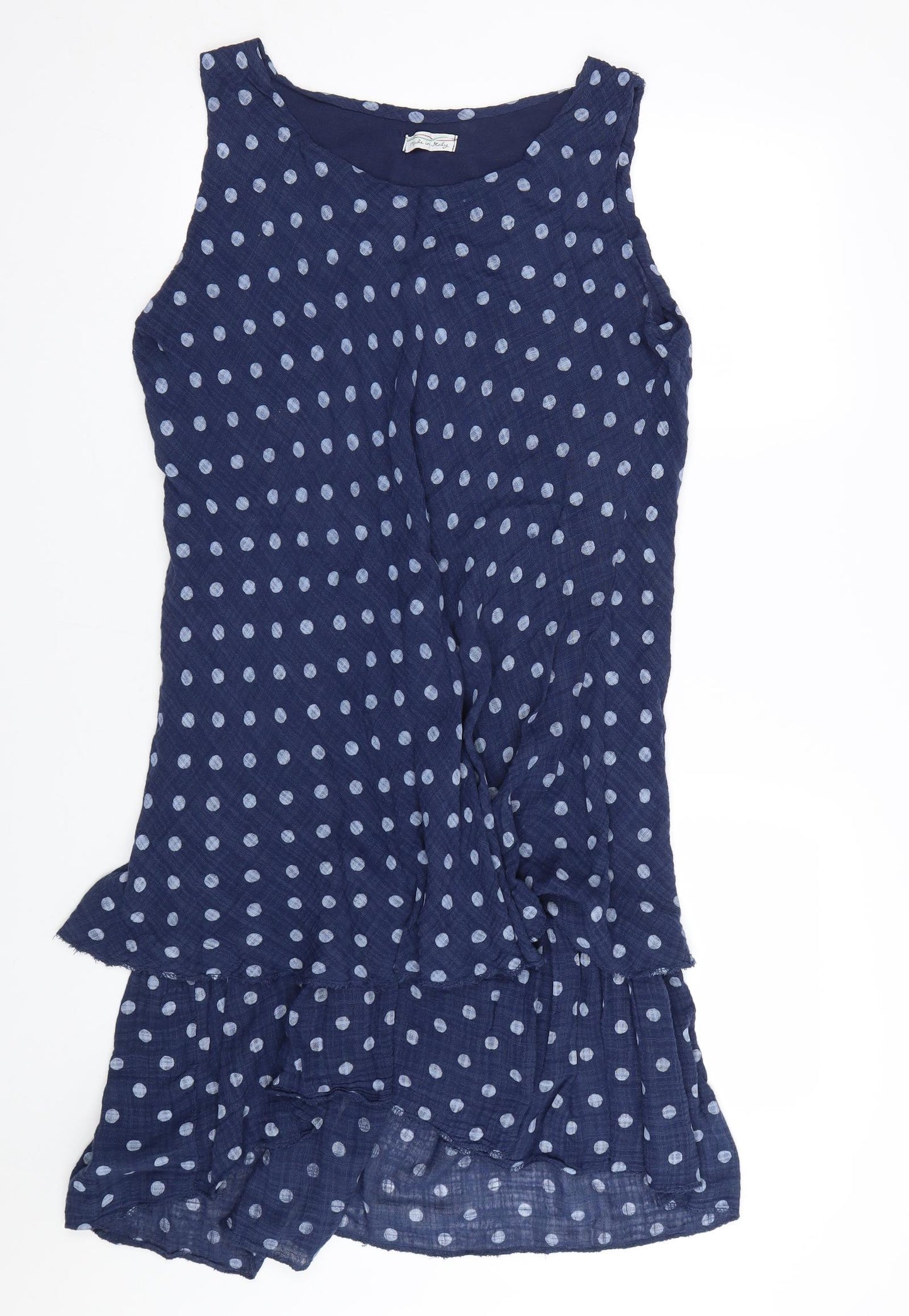 Made in Italy Womens Blue Polka Dot  Tank Dress  Size 16