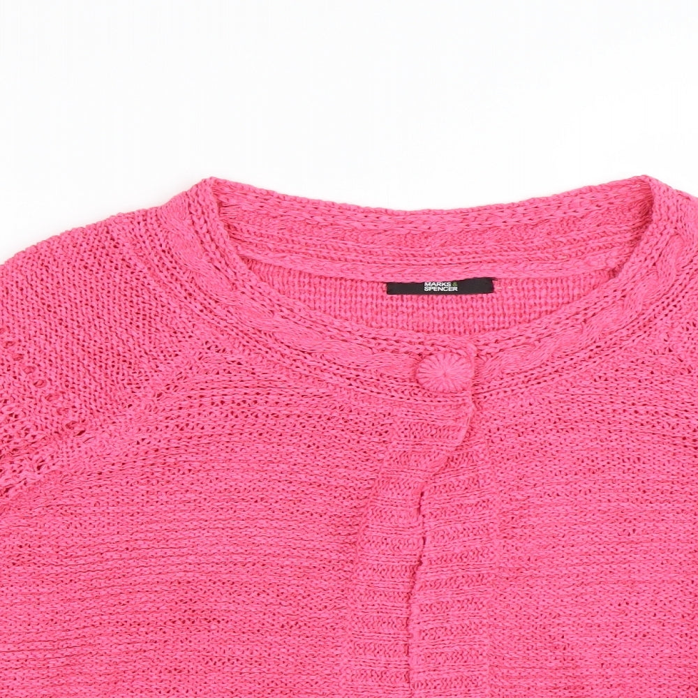 M&S Womens Pink   Cardigan Jumper Size 16