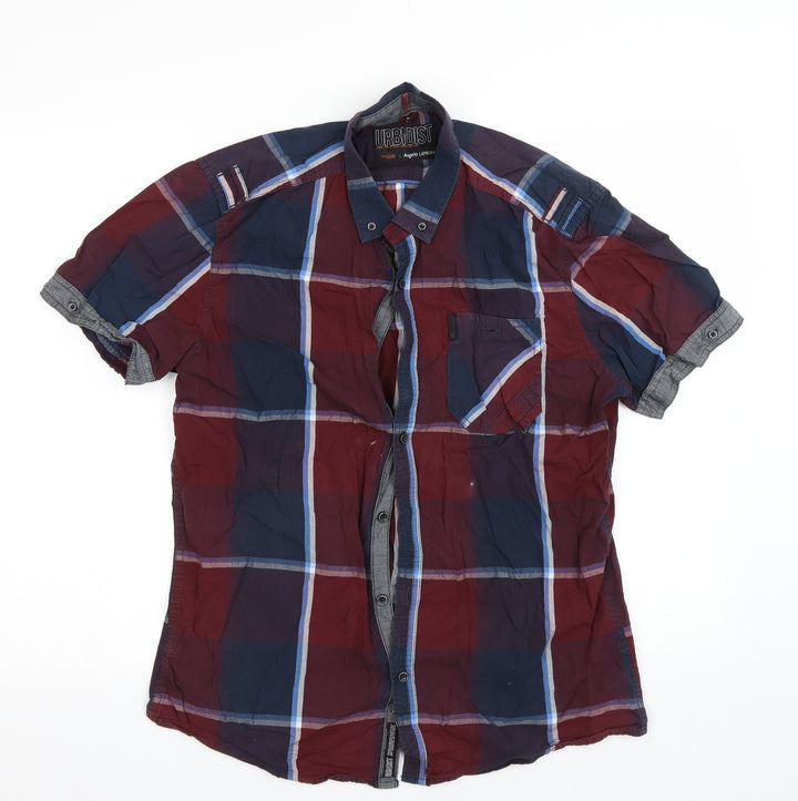 Urbndist Mens Red Check Button-Up Size M