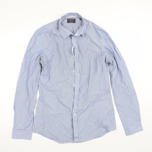 Limited Mens Blue Striped   Dress Shirt Size 15