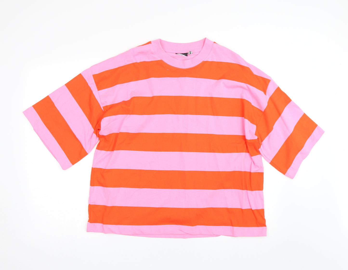 ASOS Womens Pink Striped  Basic T-Shirt Size 10