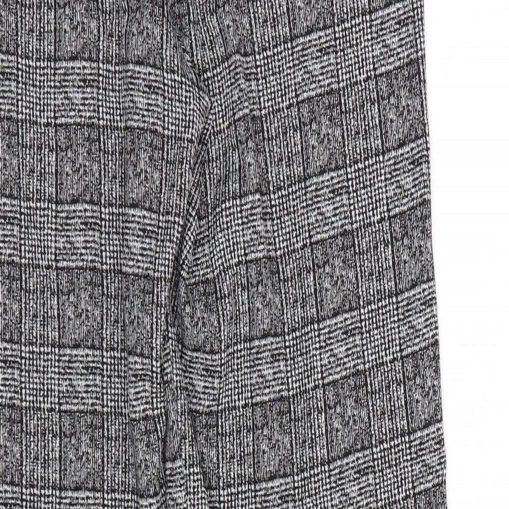 M&S Womens Black Check  Trousers  Size 12 L30 in