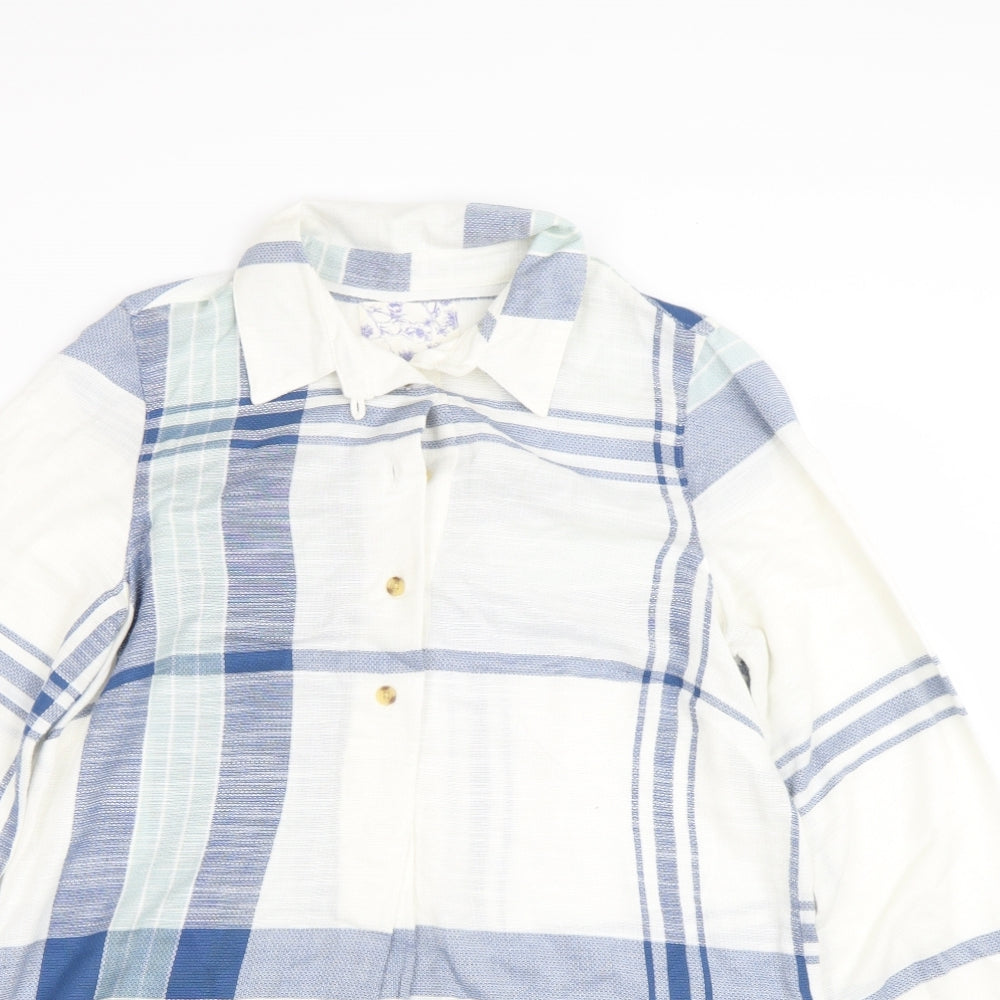 Matalan Womens Blue Check  Basic Button-Up Size 10