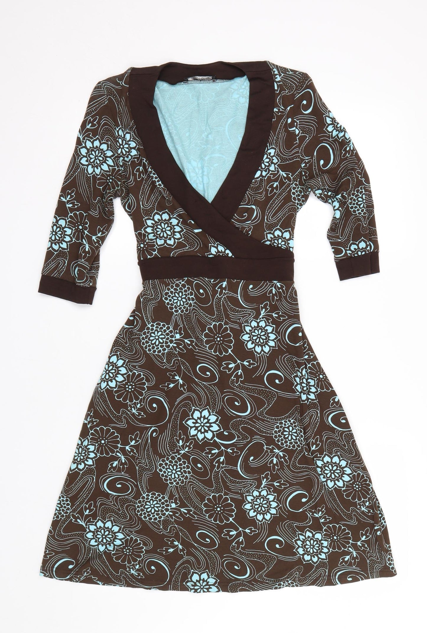 Jane Norman Womens Brown Floral  T-Shirt Dress  Size 12