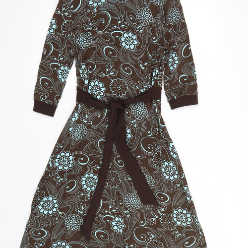 Jane Norman Womens Brown Floral  T-Shirt Dress  Size 12