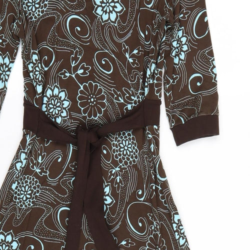 Jane Norman Womens Brown Floral  T-Shirt Dress  Size 12