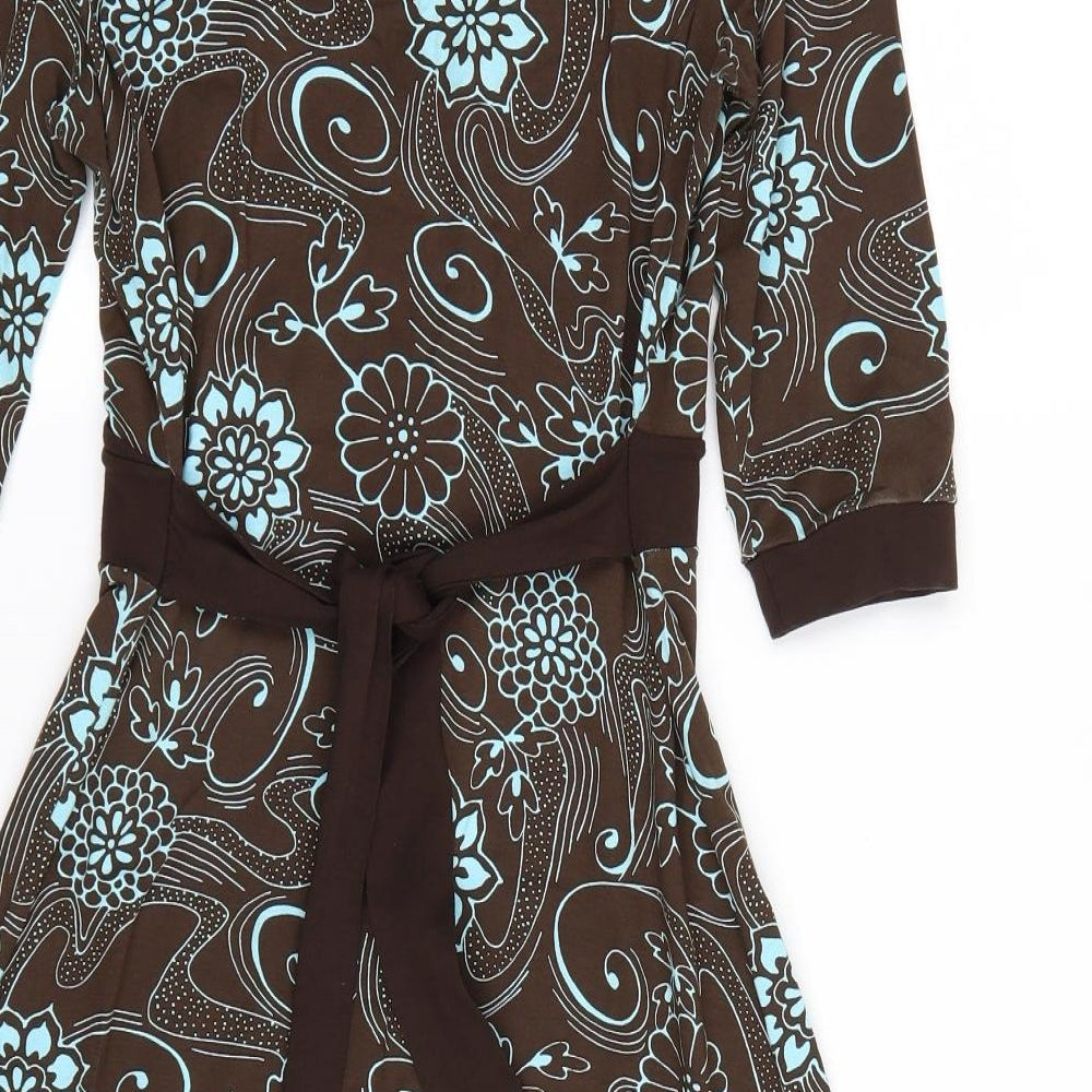 Jane Norman Womens Brown Floral  T-Shirt Dress  Size 12