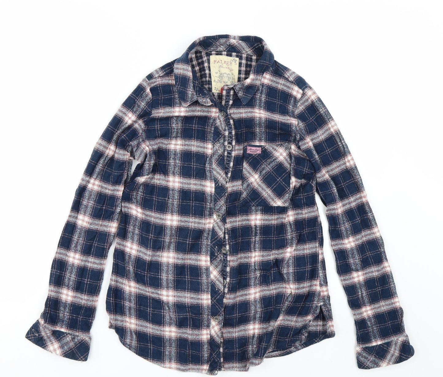 Matalan Womens Blue Check  Basic Button-Up Size 12