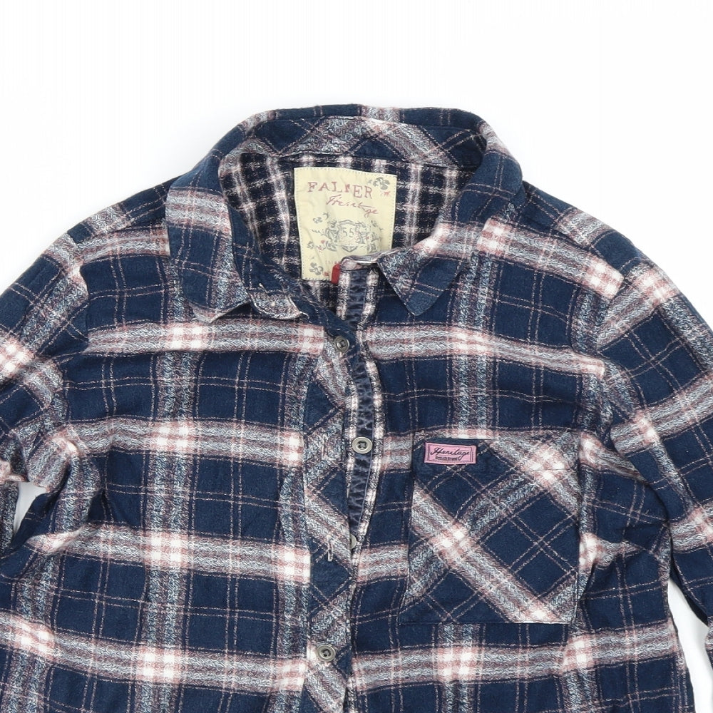 Matalan Womens Blue Check  Basic Button-Up Size 12