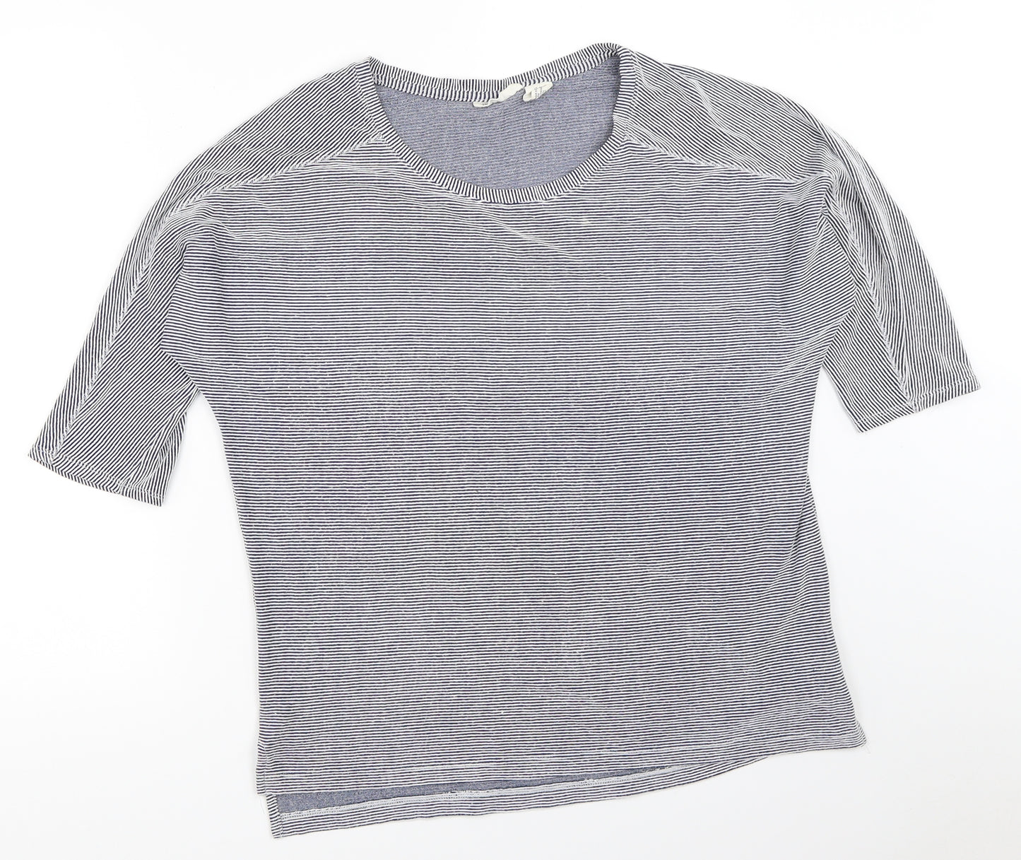 Christian Siriano Womens Blue Striped  Basic T-Shirt Size M