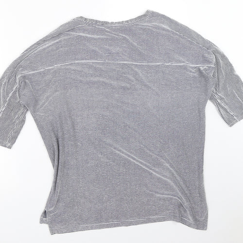 Christian Siriano Womens Blue Striped  Basic T-Shirt Size M