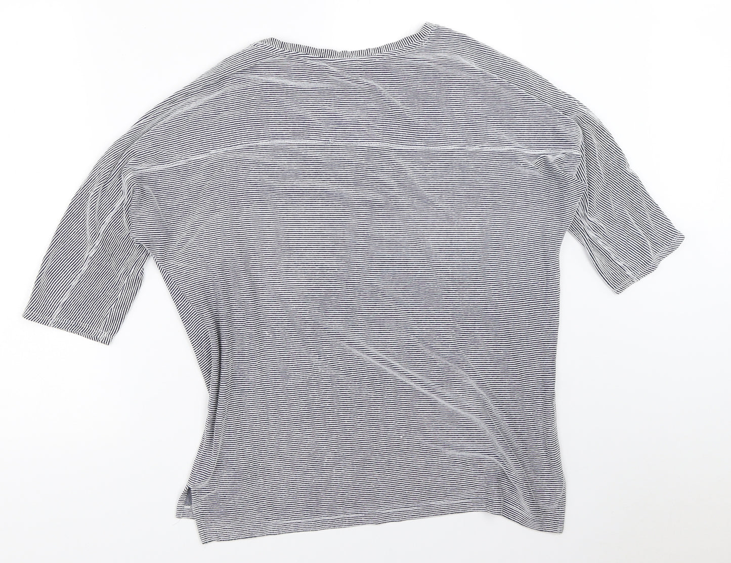 Christian Siriano Womens Blue Striped  Basic T-Shirt Size M