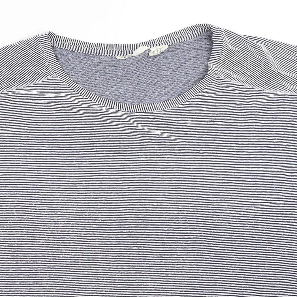 Christian Siriano Womens Blue Striped  Basic T-Shirt Size M