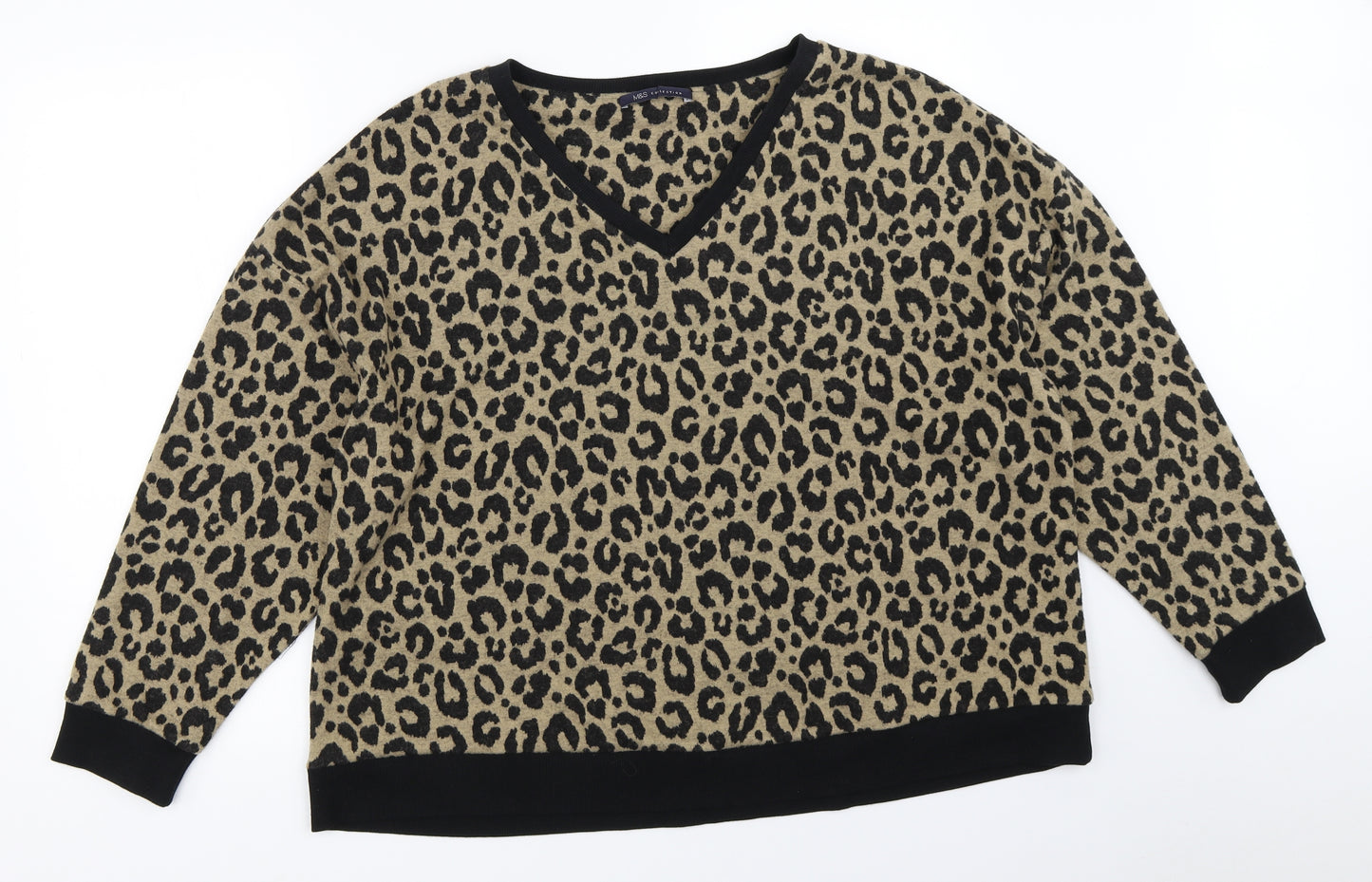 Marks and Spencer Womens Beige Animal Print  Pullover Sweatshirt Size 22