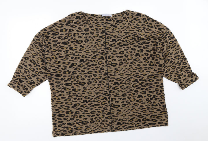 Per Una Womens Beige Animal Print Pullover Jumper Size 18