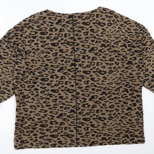 Per Una Womens Beige Animal Print  Pullover Jumper Size 18